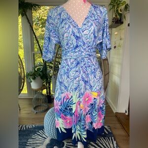 Lilly Pulitzer Parigi Bennet Blue Let’s Mango Parrot Dress Size Small